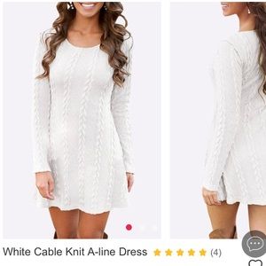 White Cable Knit A-line Dress